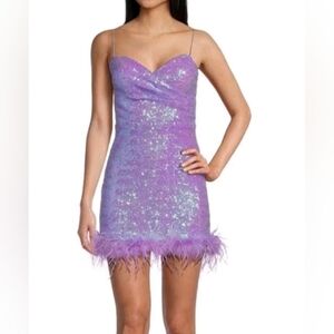 Darling Lavender Sequin Homecoming Dress